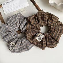 Load image into Gallery viewer, Caramel Check —  Brown Plaid Scrunchie