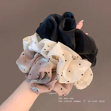 Load image into Gallery viewer, Moonlit Dots — Pearlescent Tulle Scrunchie
