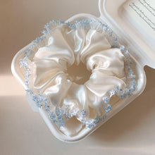 Load image into Gallery viewer, Blue Hour —  White Satin Scrunchie