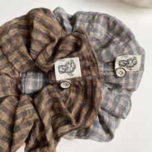 Load image into Gallery viewer, Caramel Check —  Brown Plaid Scrunchie