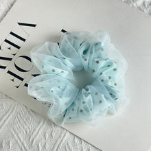 Load image into Gallery viewer, Handcrafted Blue Organza Star Scrunchie