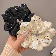 Load image into Gallery viewer, Handcrafted French Polka Dot Satin Scrunchie