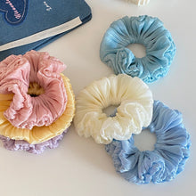Load image into Gallery viewer, Handcrafted Luminous Ruched Flower Bud Scrunchie