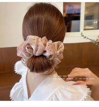 Load image into Gallery viewer, Moonlit Dots — Pearlescent Tulle Scrunchie