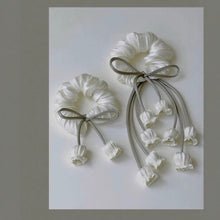 Load image into Gallery viewer, Handcrafted Purple &amp; White Bluebell Scrunchie