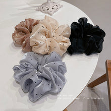 Load image into Gallery viewer, Moonlit Dots — Pearlescent Tulle Scrunchie