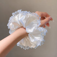 Load image into Gallery viewer, Blue Hour —  White Satin Scrunchie
