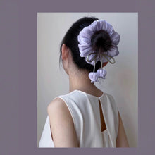 Load image into Gallery viewer, Handcrafted Purple &amp; White Bluebell Scrunchie
