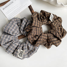Load image into Gallery viewer, Caramel Check —  Brown Plaid Scrunchie