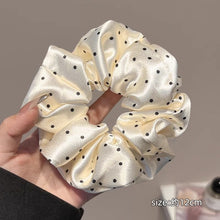 Load image into Gallery viewer, Handcrafted French Polka Dot Satin Scrunchie