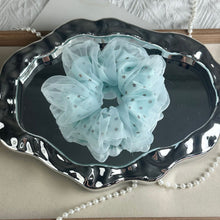 Load image into Gallery viewer, Handcrafted Blue Organza Star Scrunchie
