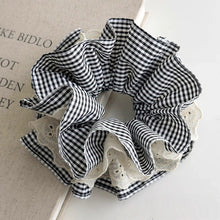 Load image into Gallery viewer, Café Bleu — Striped Ruffle Scrunchie