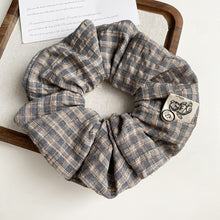 Load image into Gallery viewer, Caramel Check —  Brown Plaid Scrunchie