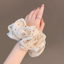 Load image into Gallery viewer, Moonlit Dots — Pearlescent Tulle Scrunchie