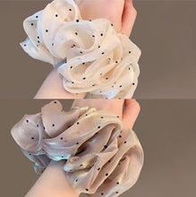 Load image into Gallery viewer, Moonlit Dots — Pearlescent Tulle Scrunchie