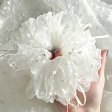 Load image into Gallery viewer, Handcrafted White Cutwork Double-Layer Ruffle Scrunchie
