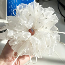Load image into Gallery viewer, Handcrafted White Cutwork Double-Layer Ruffle Scrunchie
