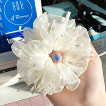 Load image into Gallery viewer, Handcrafted White Cutwork Double-Layer Ruffle Scrunchie