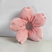 Load image into Gallery viewer, Handcrafted Pink Corduroy Cherry Blossom Scrunchie