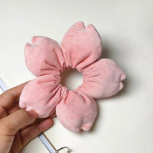 Load image into Gallery viewer, Handcrafted Pink Corduroy Cherry Blossom Scrunchie