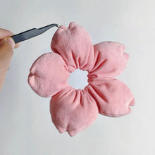 Load image into Gallery viewer, Handcrafted Pink Corduroy Cherry Blossom Scrunchie
