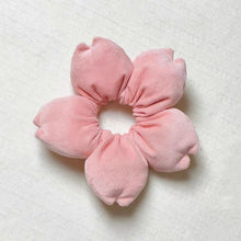 Load image into Gallery viewer, Handcrafted Pink Corduroy Cherry Blossom Scrunchie